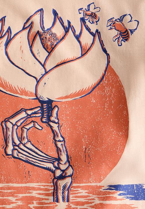 H&M - Oversized print-motif T-shirt - light orange/grateful dead