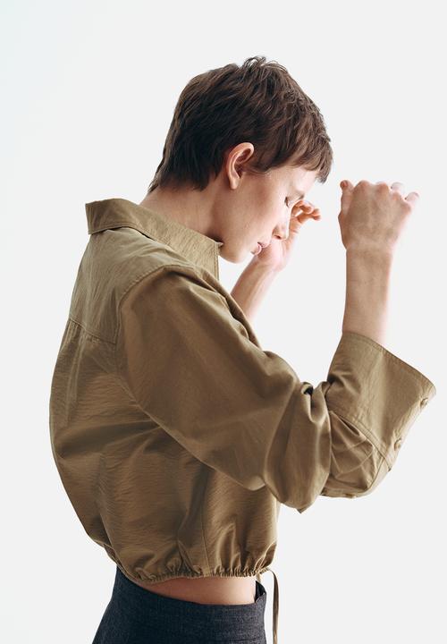 H&M - Drawstring shirt - dark beige