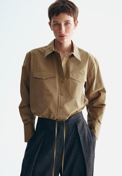 H&M - Drawstring shirt - dark beige