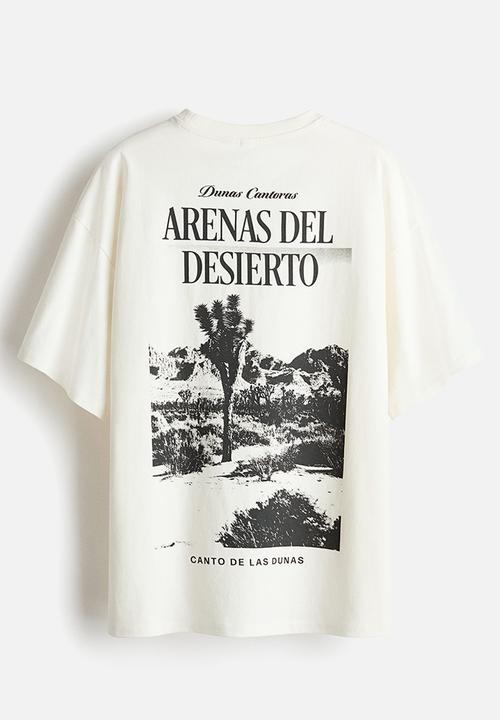 H&M - Oversized print-motif t-shirt - white/dunas cantoras