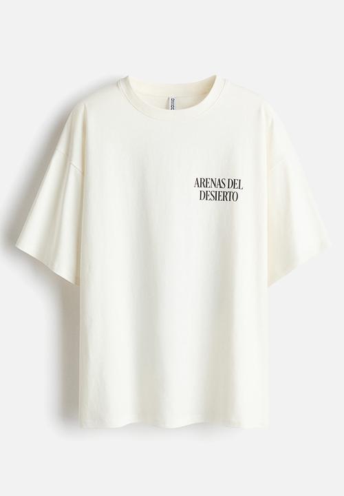H&M - Oversized print-motif t-shirt - white/dunas cantoras