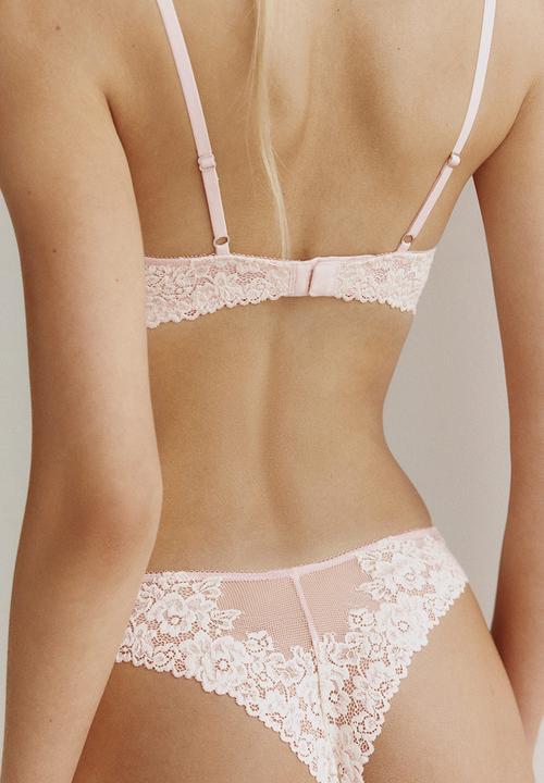 H&M - Lace push-up bra - powder pink/cream