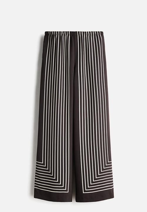 H&M - Pull-on trousers - dark brown/striped