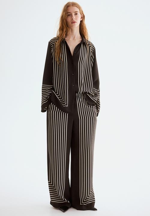 H&M - Pull-on trousers - dark brown/striped