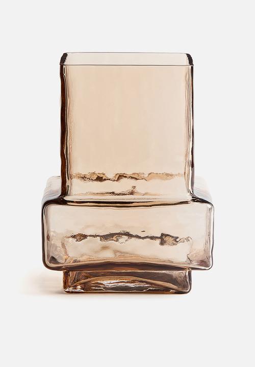 H&M - Textured-glass vase - light brown