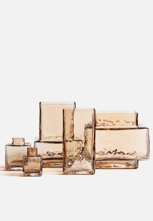 H&M - Textured-glass vase - light brown