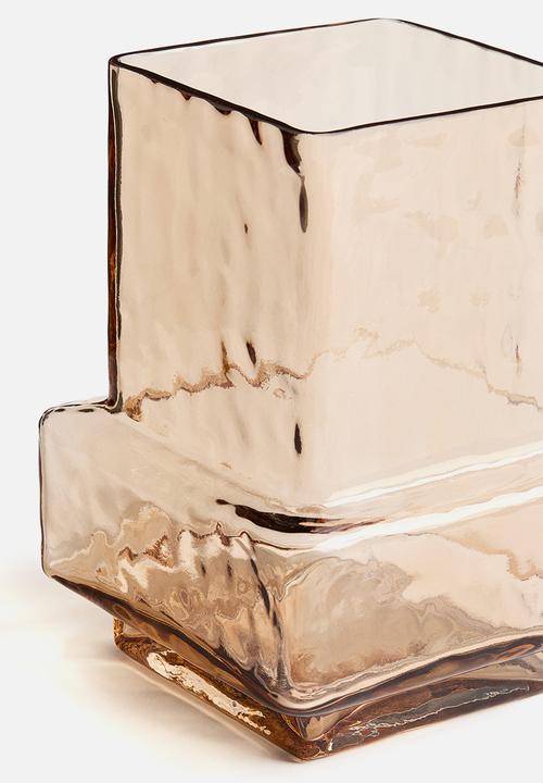 H&M - Textured-glass vase - light brown