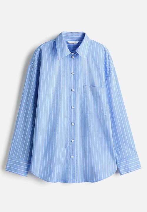 H&M - Oversized poplin shirt - blue/striped