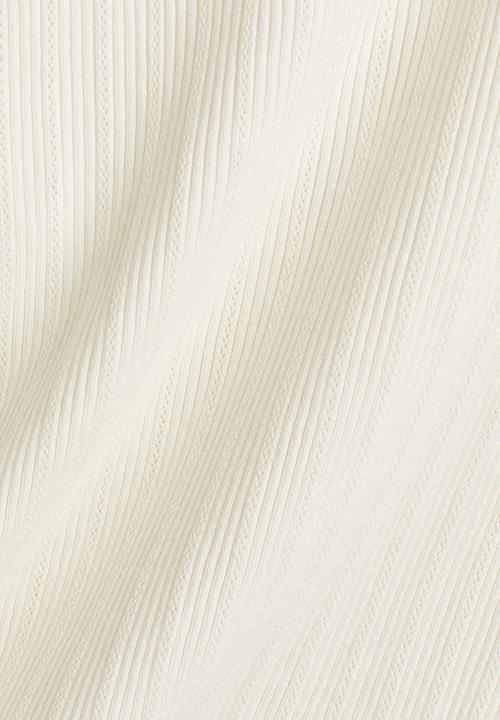 H&M - Rib-knit t-shirt - cream