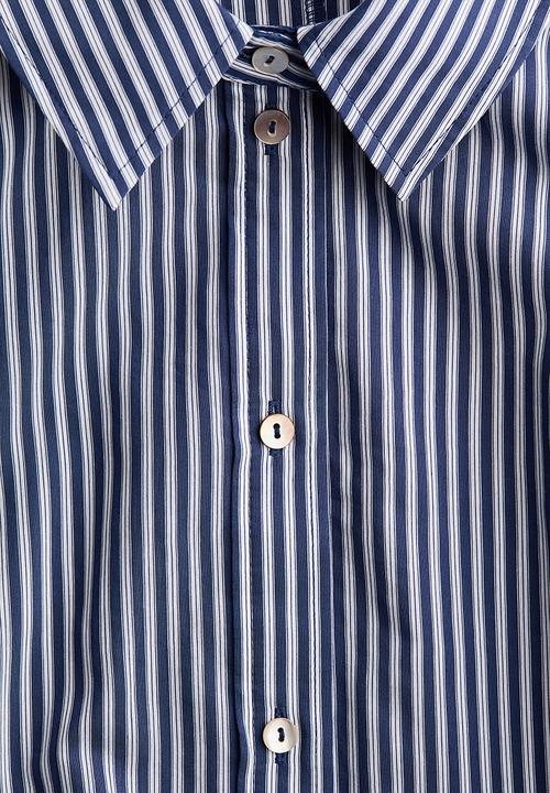 H&M - Short-sleeved shirt dress - navy blue/striped
