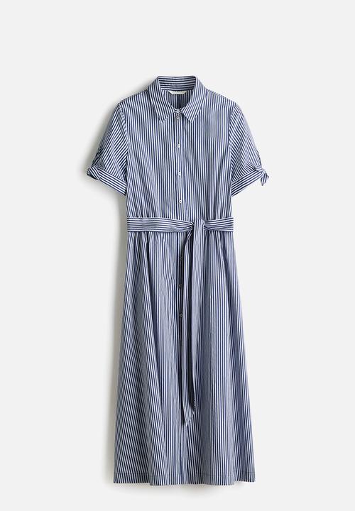 H&M - Short-sleeved shirt dress - navy blue/striped