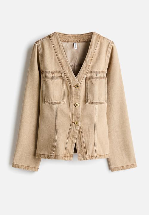 H&M - Fitted denim jacket - beige