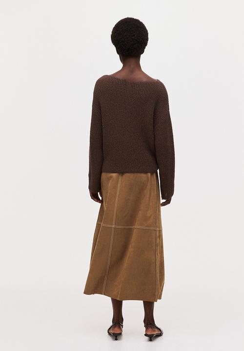 H&M - Midi skirt - dark beige