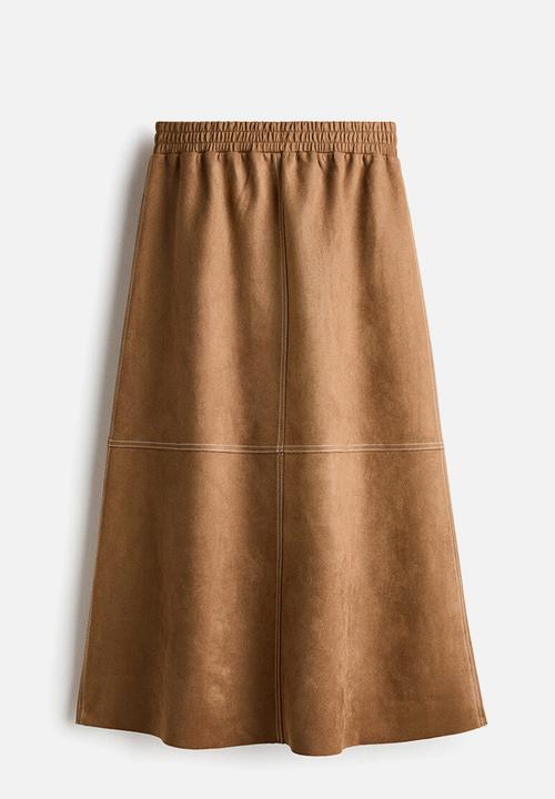 H&M - Midi skirt - dark beige