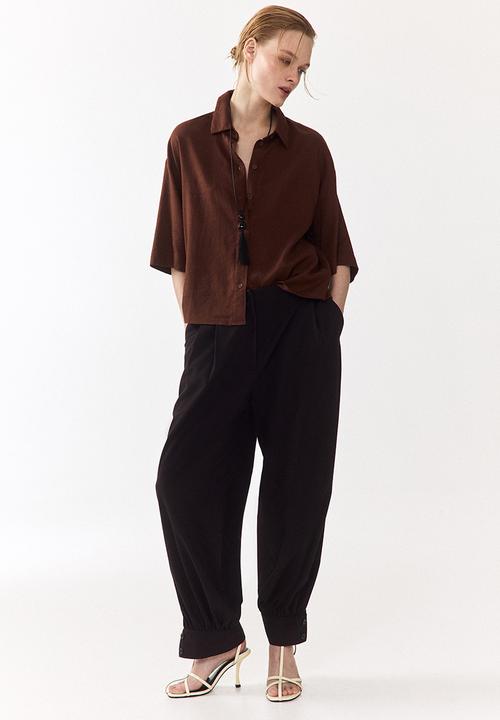H&M - Oversized linen-blend shirt - brown