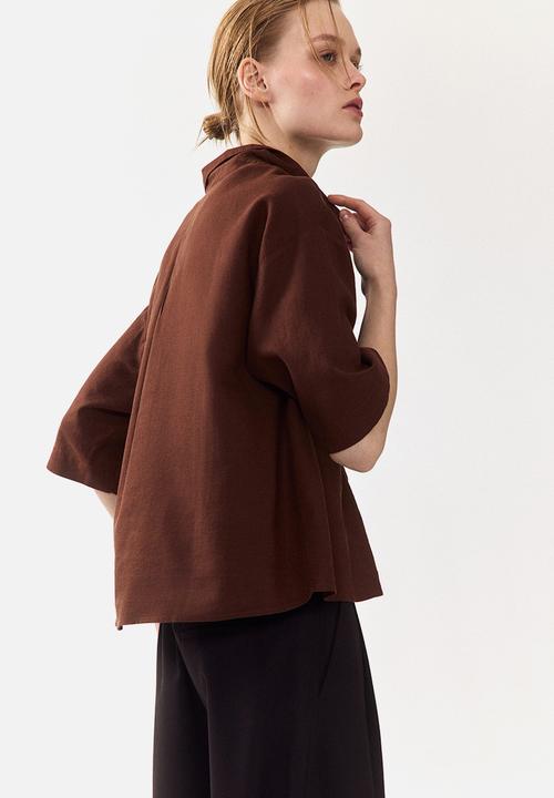H&M - Oversized linen-blend shirt - brown