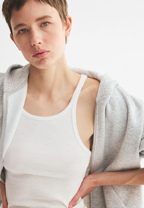 H&M - Zip-through hoodie - light grey marl
