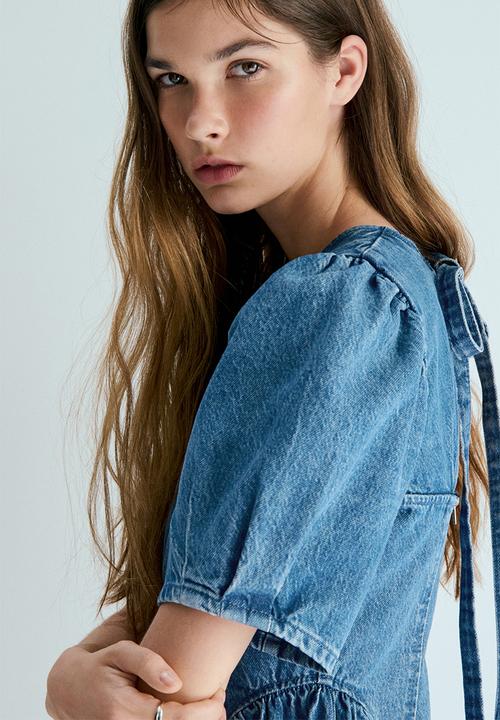 H&M - Flared-skirt denim dress - denim blue