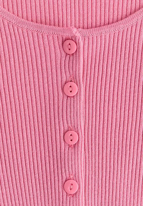 H&M - Short-sleeved rib-knit cardigan - pink