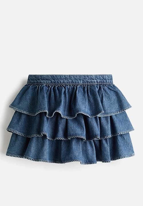 H&M - Tiered denim skirt - denim blue