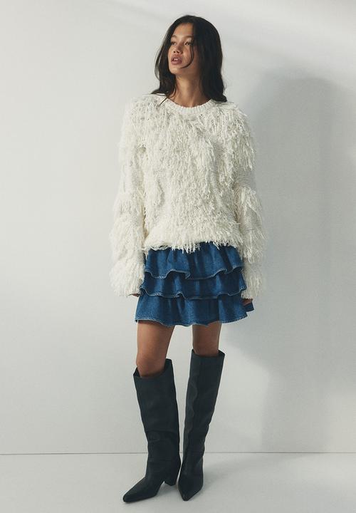 H&M - Tiered denim skirt - denim blue