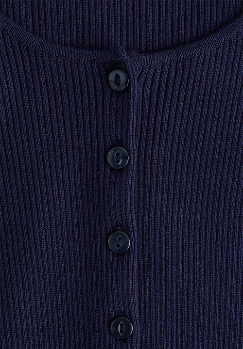 H&M - Short-sleeved rib-knit cardigan - dark blue