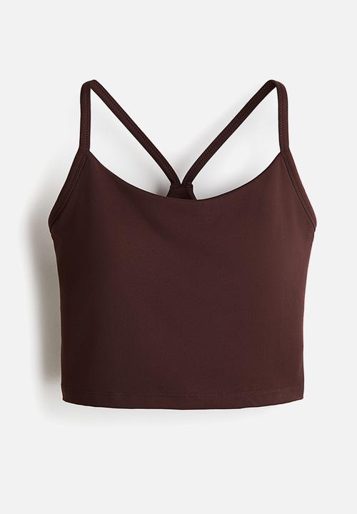 H&M - Medium support sports strappy top with softmove - warm brown