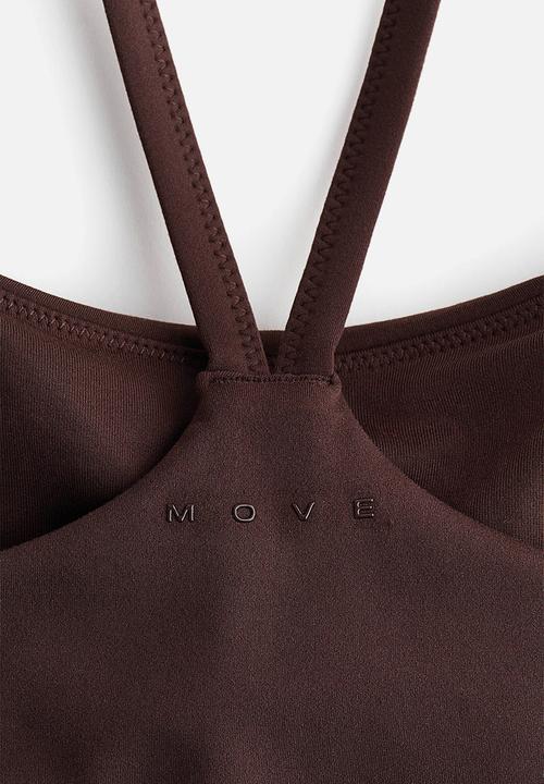 H&M - Medium support sports strappy top with softmove - warm brown