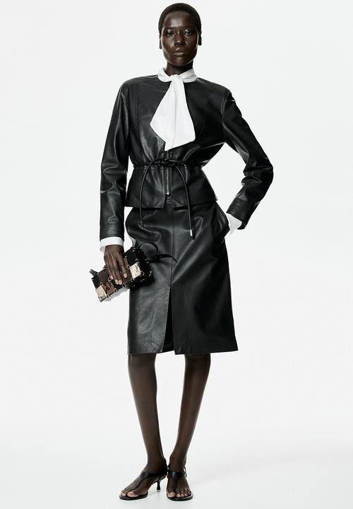 H&M - Coated peplum jacket - black
