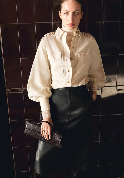 H&M - Linen-blend cargo shirt - cream