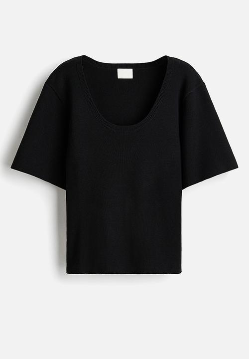 H&M - Fine-knit t-shirt - black
