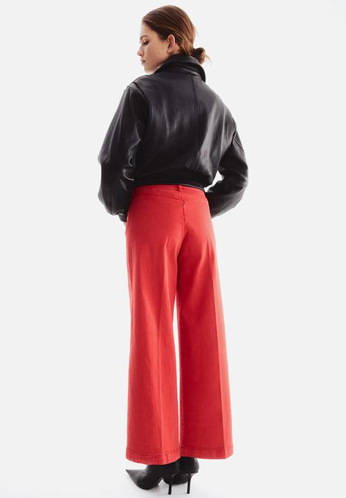 H&M - Wide high waist ankle jeans - bright red