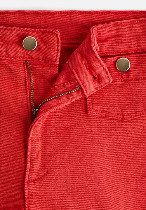 H&M - Wide high waist ankle jeans - bright red