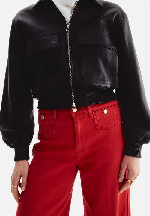 H&M - Wide high waist ankle jeans - bright red