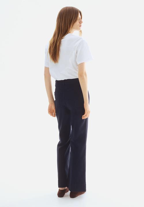H&M - Flared canvas trousers - navy blue