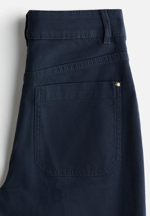 H&M - Flared canvas trousers - navy blue