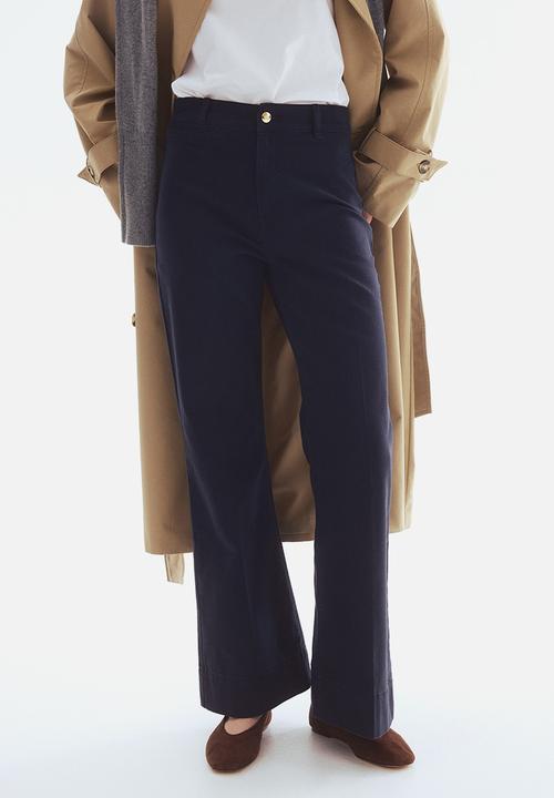 H&M - Flared canvas trousers - navy blue
