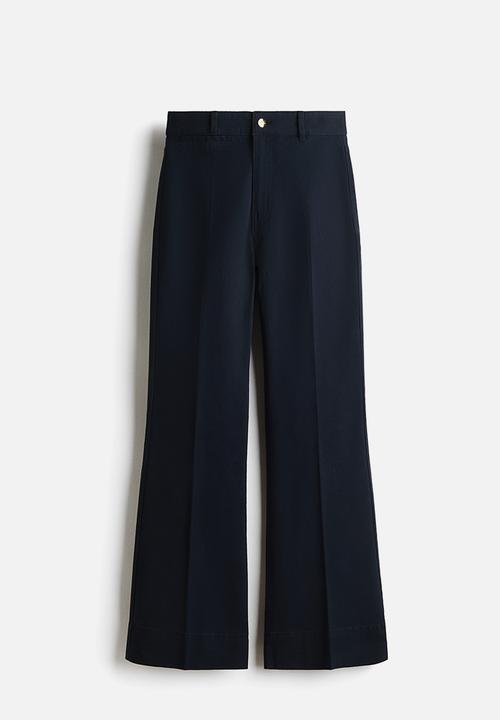 H&M - Flared canvas trousers - navy blue
