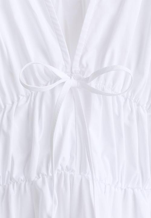 H&M - Drawstring poplin blouse - white