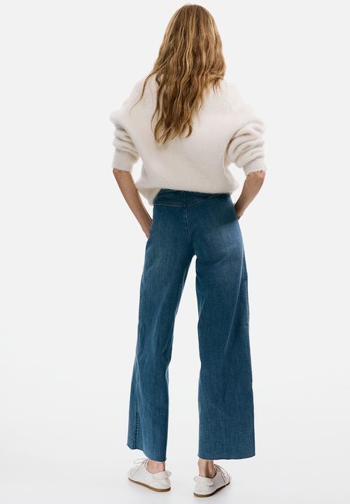 H&M - Wide high waist ankle jeans - denim blue