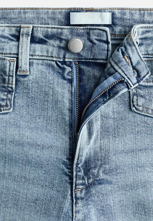 H&M - Wide high waist ankle jeans - light denim blue