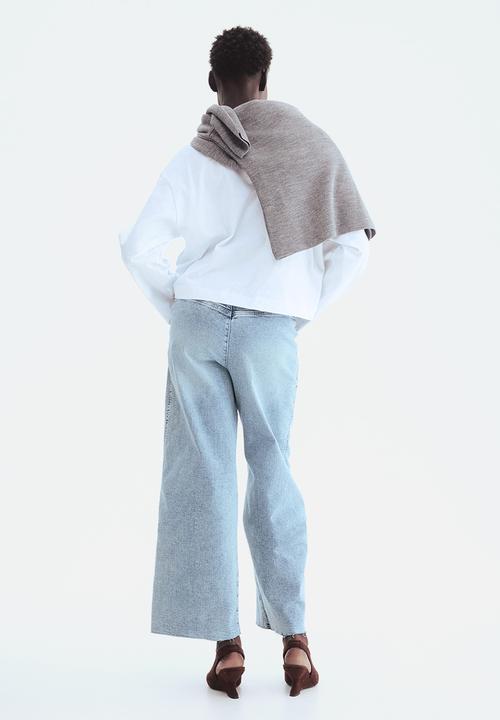 H&M - Wide high waist ankle jeans - light denim blue