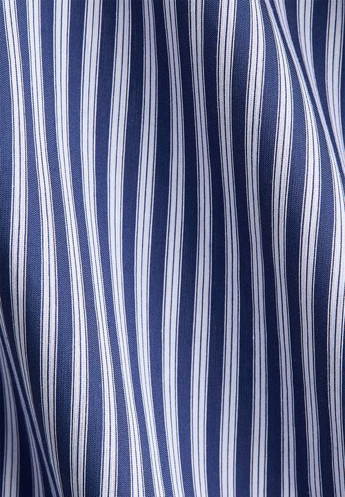 H&M - Smocked-waist skirt - navy blue/striped