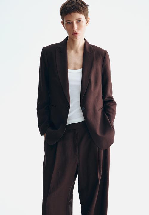 H&M - Linen-blend blazer - dark brown