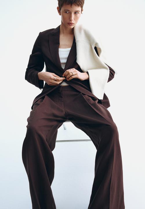 H&M - Linen-blend blazer - dark brown