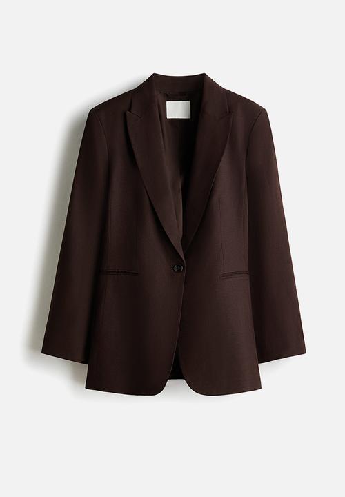 H&M - Linen-blend blazer - dark brown