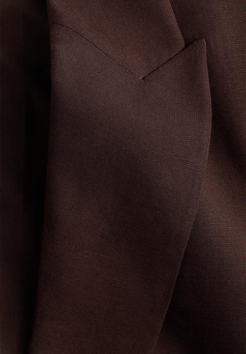 H&M - Linen-blend blazer - dark brown