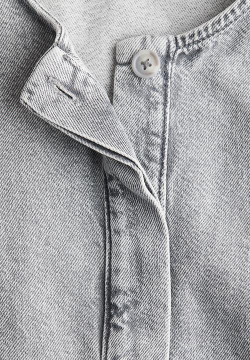 H&M - Puff-sleeved denim jacket - washed grey