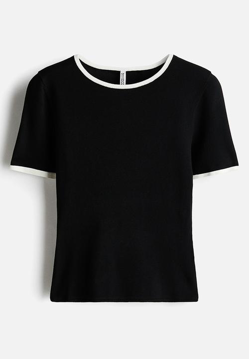 H&M - Fine-knit t-shirt - black