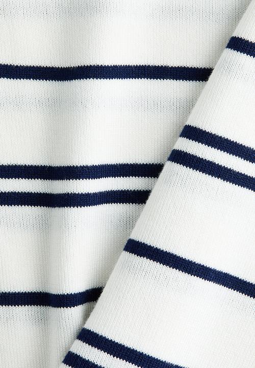 H&M - Fine-knit t-shirt - white/blue striped
